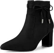 [Allegra K] Women's Pointed Toe Block Heel Zipper Ankle Boots