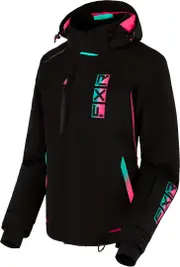 FXR Evo FX 2023 Ladies Snowmobile Jacket, black-green, Size 3XL for Women Black Green