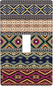 Bohemian Stripe Vintage 1 Gang Toggle Light Switch Cover Plates Decorative Electric Outlet Covers Decorator Wall Switch Plate Receptacle Plug Covers 4.5 * 2.76 Inches