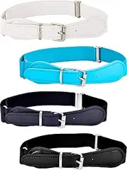 [Tatuo] 4 Pieces Kids Adjustable Elastic Belt with Leather Closure for Girls and Boys, Assorted Color