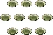 Set of 10 Oribe Fuchi Tokusa 3.0 Small Plates, 3.6 x 0.7 inches (9.3 x 1.8 cm) | Setomonohonpo