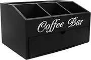 Zerodeko Coffee Station Organizer Multi Functional Wooden Storage Box for Cafe Supplies Stylish Design for Coffee Syrup Straws and Tissue for Home and Office Use