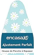 Encasa Homes Replacement Ironing Board Cover with 3mm Felt Padding, Cord Reinforcement (Fits Standard Large Ironing Boards of 125 x 39 cm) Heat Reflective Printed - Daisy Blue