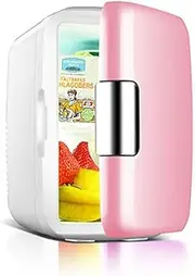 Mini Refrigerator 6L/8 Can Skincare Refrigerator Countertop Refrigerator Food Warmer & Beverage Cooler Compact, Portable, Quiet for Bedroom, Office, Car Only [Energy A+ Rating],B