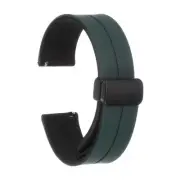 22mm Magnetic Silicone Watch Band with Black Folding Buckle, Dark Green/Black