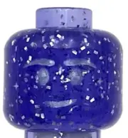 Lego New Glitter Trans-Purple Minifigure Head Metallic Light Blue Eyebrows Part
