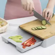 Bamboo Cutting Board Heavy-Duty Chopping Board with Slide Out Drawer Tray*/