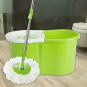 Mop Bucket Set Rolling Spin + 2x Easywring Microfiber Mop Head Replacement L1