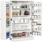 Giantex 2-Door Pantry Cabinet w/ 6 Adjustable Shelves, 17-Tier Buffet Sideboard, Kitchen Storage Cabinet, Space-Saving Cupboard for Dining Room, Living Room & Entryway, White