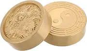 Cultural Brass Desk Ornament Calligraphy Paperweight Dragon Bagua Patterns Solid Brass for Art Office