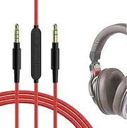 Geekria Audio Cable with Mic Compatible with ATH ATH-M20xBT ATH-M50xBT2, Denon AH-MM300 Headphones Cable, 1/8" (3.5mm) to 3.5mm Replacement Stereo Cord with Inline Microphone (4ft/1.2m)