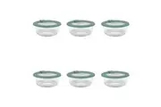 6PK Ecology Store Round Clear Glass Food Storage Container 400ml Eucalyptus