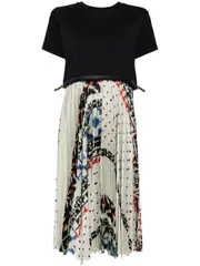[sacai] Pattern Knit Print Cotton Jersey Dress