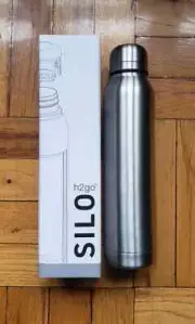 h2go Silo 16.9 fl oz 500ml Stainless Steel Water Bottle SILVER - word: FACEBOOK