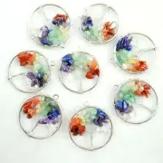 Tree Of Life Pendant Quartz Crystal 7 Chakras Stone Pendants DIY Necklace 10Pcs
