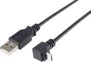 PremiumCord USB - Micro USB 90° Connection Cable 3 m USB A Male to Micro B Male 90° Angled USB 2.0 High Speed Data Cable 5 Pins AWG28 Colour Black Length 3 m