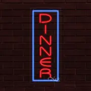 NEW "DINNER" w/BORDER VERTICAL 30x12 INCH LED FLEX WINDOW/WALL INDOOR SIGN 31541