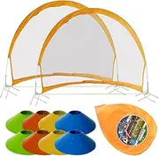 Yauhar 10Pcs 2.5Fts Pop Up Football Goal Nets with Soccer Cones and Carrying Case, Soccer Training Nets for Backyard Playground Beach Camping