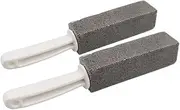 AIMALL 2-Pack Toilet Bowl Cleaning Brush with Pumice Stone for Stains Removal, Tile Bathtub Cleaner Tool with Handle, Grey