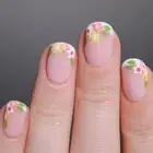 24PCS/BOX Aurora Blur Fake Nail French Gold Lines Nail Tips for Women Girl
