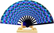 [Generic] Large Folding Fan, Chinese Glowing Kung Fu Tai Chi Craft Fan, Multi-Color Wedding Home Decoration Stage Performance Show Fluorescent Props For Cooling
