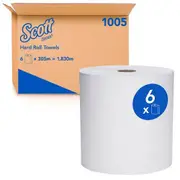 Kimberly Clark Scott Hard Roll Towel 20cm x 304m White 6 Rolls (1005)