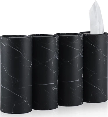 Car Tissue Holder, 4 Pack Cup Holder Facial Tissues, Travel Tissue Box, Black