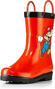 [Nintendo] Super Mario Boys Waterproof Easy-On Handles Rubber Rain Boots - Toddler and Little Kids