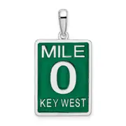Sterling Silver De-Ani Rhodium-Plated Enameled Large Key West Mile 0 Pendant