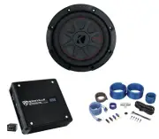 Kicker 48CWRT82 COMPRT8 600w 8" Shallow Car Subwoofer Sub+Mono Amplifier+Amp Kit