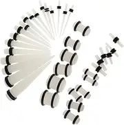 [Hellery] 36Pcs Ear Gauges Ear Stretching Tunnel Tapers Piecing Jewelry Set for 14-00G, 14g-00g