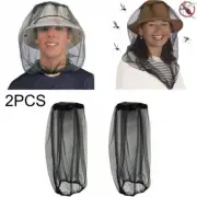 2PCS Mosquito Insect Bug Head Net Face Hat Mesh Protector Travel Camping Fishing