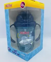 Nuby Flip N Sip 360 Cup Bottle No Spill Tritan Blue Space Silicone 240ml 12M+