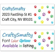 30 Colorful Cat Paw Prints Personalized Return Address Labels
