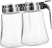 LOPUNER 2Pcs Dispenser Airtight Leakproof Syrup Condiment Dispenser for Honey Vinegar and Sauces Elegant Kitchen Storage