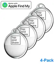 Tap and Share 2-In-1 SmartTrack Tag with 'Am I Lost' - Smart Tracker - 4 Pack (White)