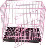 POPETPOP Pink Dog Crate for Small Dogs Foldable Metal Wire Cage with Pan Versatile Pet Carrier for Cats and Rabbits Indoor Outdoor Use Durable Design