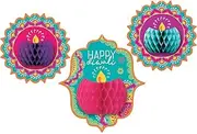 Amscan Diwali Honeycomb Hanging Decorations 3 Pieces