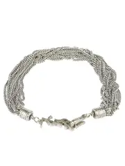 Saint Laurent Loulou Bracelet with Twisted Chains in Silver
