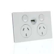 CLIPSAL SATURN ZEN Z4025USBC-ZW - Double GPO 10Amp 250v C/W USB - Zen White