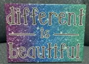 JUSTICE DIFFERENT IS BEAUTIFUL WALL ART POSITIVE MESSAGE SHIMMERING CUTE!!
