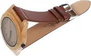 [VALICLUD] Charming Quartz Watch Bamboo Case Leather Strap Couples Fashion Accessory