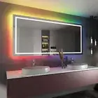 Large LED Bathroom Mirror with Lights Bluetooth Wall Mirrors Anti-Fog Dimmable