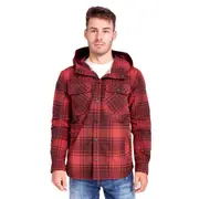 Replay Mens Casual Relaxed Fit Jacket w/ Checked Pattern Red