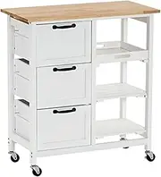 Trolley Rolling Kitchen Storage Cart with 3 Drawers 3 Tier Holders Serving Bar Cart Coffee Bar Small Kitchen Microwave Trolley on Wheels