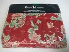 New Ralph Lauren Bedding ELENA Red Floral Ruffled Flat Sheet - King