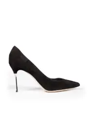 Black Suede Godiva Steel Heels