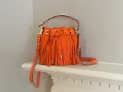 Milly Essex Fringe Small Drawstring Leather Cross Body Bag NWT