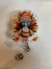 badge reels retractable id holders - Cute Thanksgiving Turkey