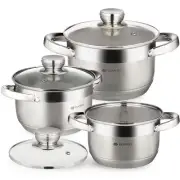 Standard 6-Piece Stainless Steel Induction Cookware Set, Dishwasher Safe Pots...